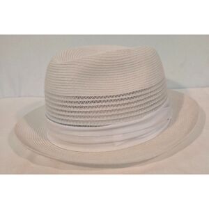 Capas Headwear NY White Straw Fedora Hat Vintage Summer Dress Hat